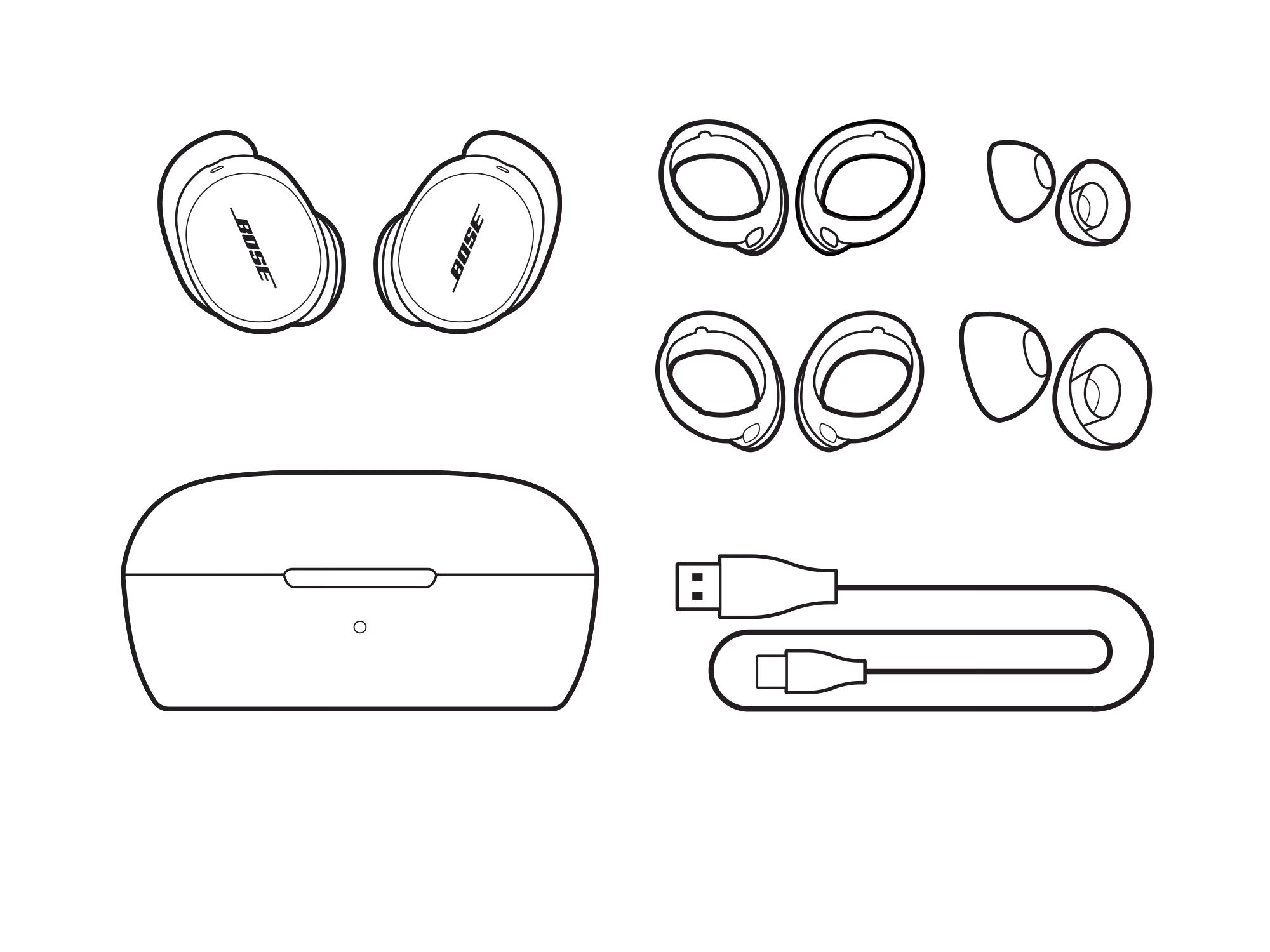 QuietComfort Earbuds — custodia aperta